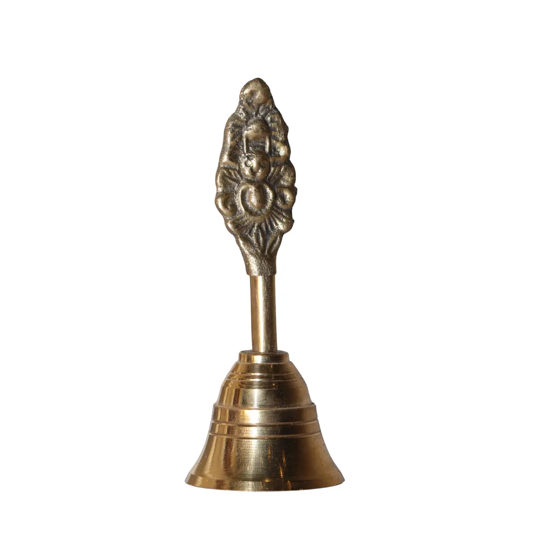 Divine Resonance Brass Puja Bell - 5-Inch Handcrafted Ghanti with Peaceful Sound