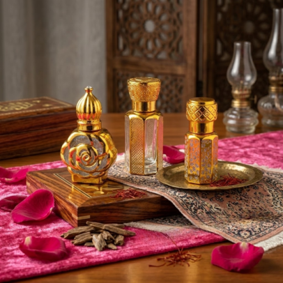 A Symphony of Sacred Scents in Every Drop. Elevate your spiritual journey with The Grand Attar Trio. This massive 60ml collection brings together three exquisite 20ml bottles of our finest concentrated perfume oils. Sourced from the purest ingredients, each bottle is a treasure trove of long-lasting fragrance that calms the mind and purifies the soul. Why the Grand Trio is a Must-Have: Generous Volume: Unlike standard small vials, this combo offers three 20ml bottles, ensuring your favorite divine scents last for months. 100% Alcohol-Free: Pure, skin-friendly Attar oil that is suitable for all religious rituals, meditation, and daily wear. Ornate Golden Artistry: The fragrances are housed in beautifully designed golden-filigree bottles that add a touch of royal elegance to your puja shelf or dressing table. Deeply Calming: Carefully curated scents inspired by the serene environment of Haridwar’s banks. Product Specifications: Total Volume: 60ml (Pack of 3 x 20ml Bottles) Type: Concentrated Perfume Oil (Attar) Longevity: Ultra long-lasting (6-12 hours per application) Perfect For: Gifting, Daily Puja, Meditation, and Special Occasions.