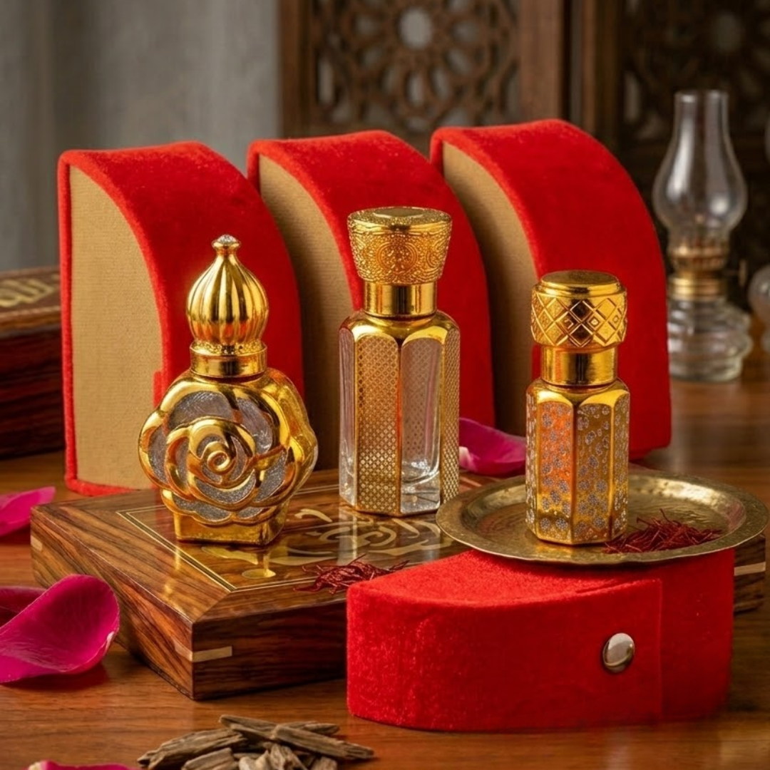 The Grand Attar Trio - Premium 60ml Alcohol-Free Fragrance Combo (3 x 20ml) Bela, Chandan, Kesar - Image 2